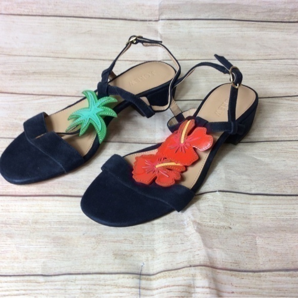 NWOT J Crew blue suede leather tropical sandals. Size 8